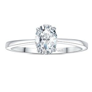 Certified 18k Gold 1 Carat Oval Diamond Engagement Ring ~ 925 Bridal Wedding